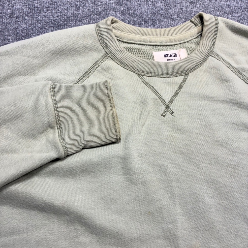 Hollister Oversized Sweatshirt Mens XS Sage Green‎ Raglan Crew Neck